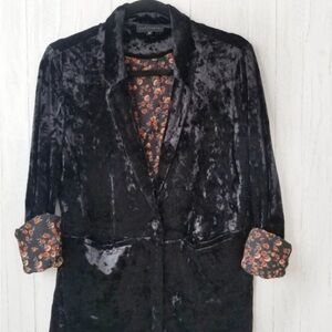 Sanctuary Black Velvet Blazer with Floral Lining